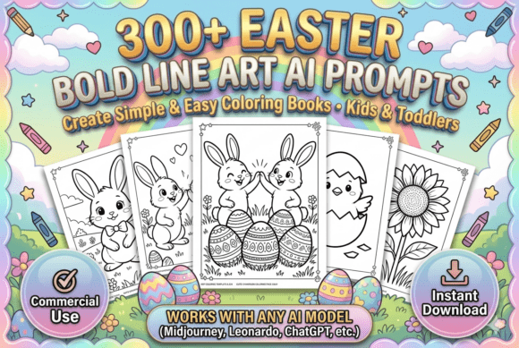 300 Easter Spring Coloring Book Prompts