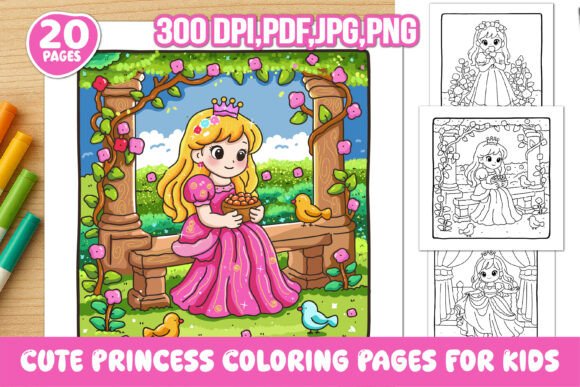 Cute Princess Coloring Pages for Kids: A Complete Guide to the 20 Cute Princess Coloring Book for Kids – Volume 1