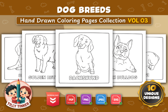 Dog Breeds Coloring Pages Vol 03: Simple Line Art for All Ages