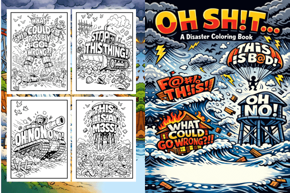 Funny Disaster Coloring Book Interior