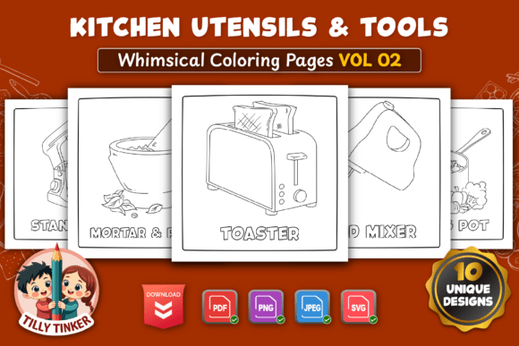 Kitchen Utensils Tools Vol 02: A Clean Coloring Set for All Ages