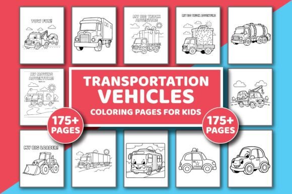 Transportation Vehicles Coloring Book Bundle for Creators