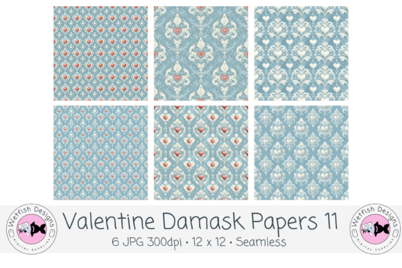 Valentine Damask Seamless Backgrounds 11