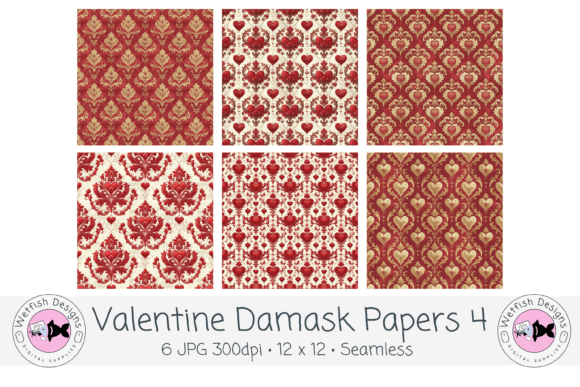 Valentine Damask Seamless Backgrounds 4